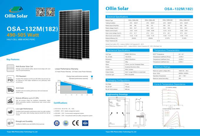 Factory Wholesales Price 500W 515W 525W 535W 545W 550W Monocrystalline Solar Module OEM Services 0