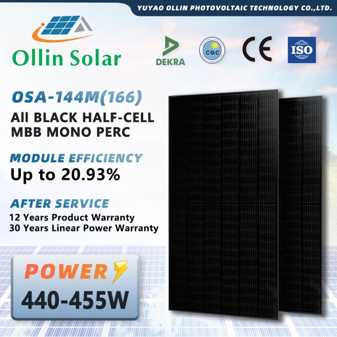 Full Black Mono Half Cell Solar Panel Kit For Homes 445W 450W 455W 460W 0